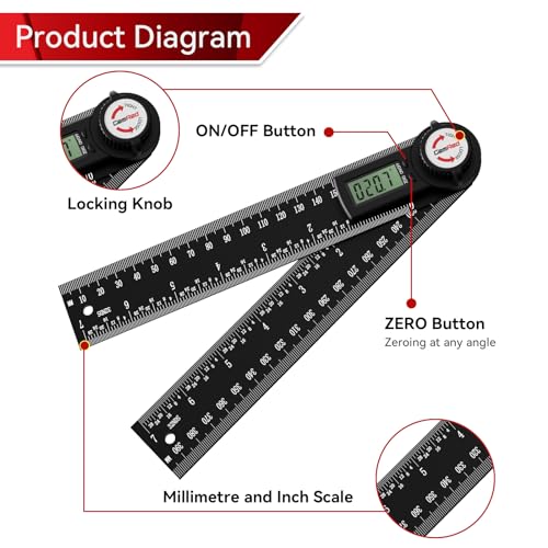 GemRed 82305 Aluminum Digital Angle Finder Protractor