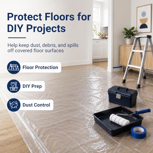 VICMORE Clear Plastic Drop Cloths for Painting, 9 x 12 Ft, 1 Mil, 2 Pack