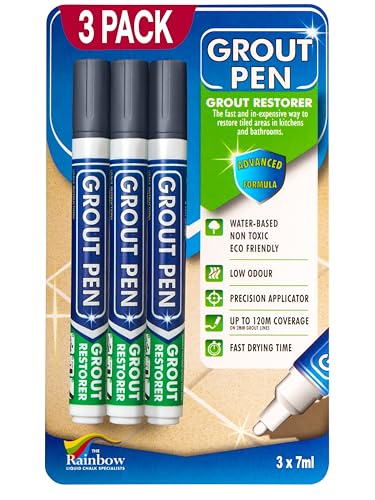 Grout Pen Dark Grey Tile Grout Paint Marker - Narrow 5mm Tip (7mL) - 3 Pack - style: Dark Grey