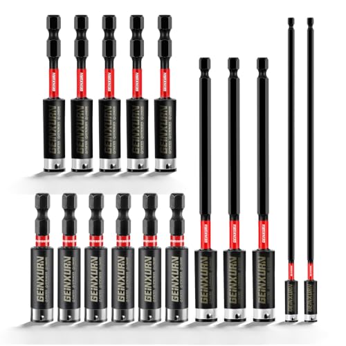 Geinxurn 16 Pieces Impact Magnetic Screwdriver Bit Holders (2.4", 3", 6", 12"), Extension Socket Drill Bit Holder S2 Alloy Steel Hex Shank Quick-Change Drill Bit Guide for Home Repair & DIY - style: MIXED-Bit Holder-16PCS