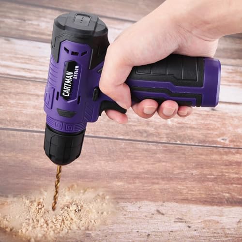 CARTMAN 150PCS 8V Cordless Drill Hand Tool Set, Purple Household Repair Kit - color: Purple