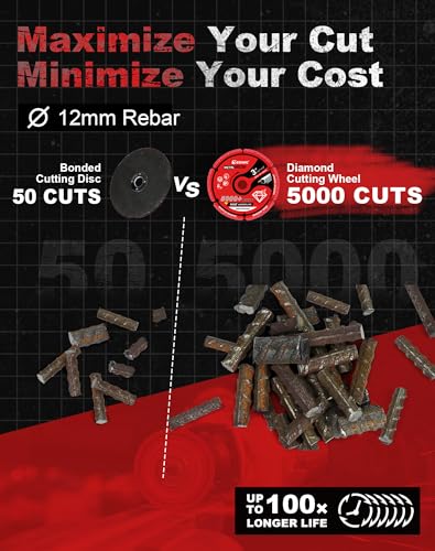 EZARC Diamond Cutting Wheel 3 x 3/8 Inch for Metal, Cut Off Wheel with 5000+ Cuts on Rebar, Steel, Iron and INOX - style: 3 x 3/8 Inch