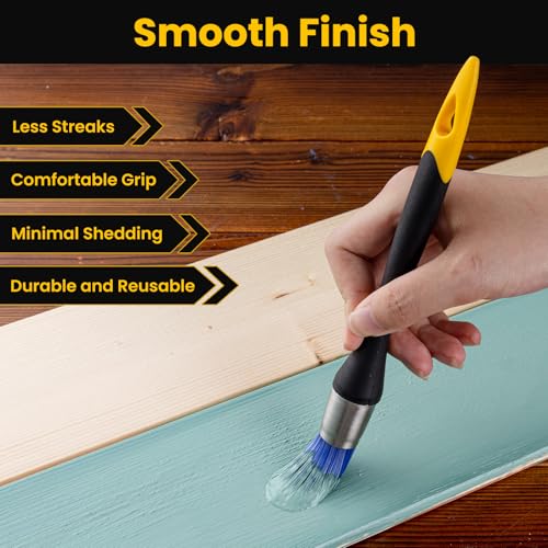Trim Paint Brush, 0.7 Inch, 3 Pack, Small Round Paint Brushes | Trim Brushes for Painting Walls, Touch Up, Ergonomic Rubber Handles, Trim Painting Tool for Edges, Corners & Detail Work - size: 0.7 Inch Round, 3 Pack