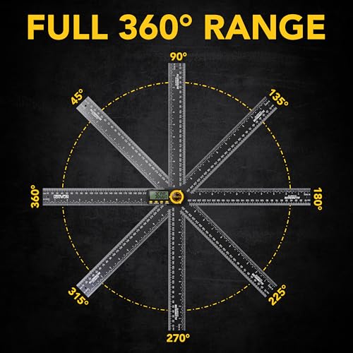 LEXIVON Aluminum Digital Angle Finder Gauge, 10-inch/250mm Multi-Purpose Protractor, Includes XL Display and Rugged Zippered Pouch (LX-DAF10) - size: 10 Inch