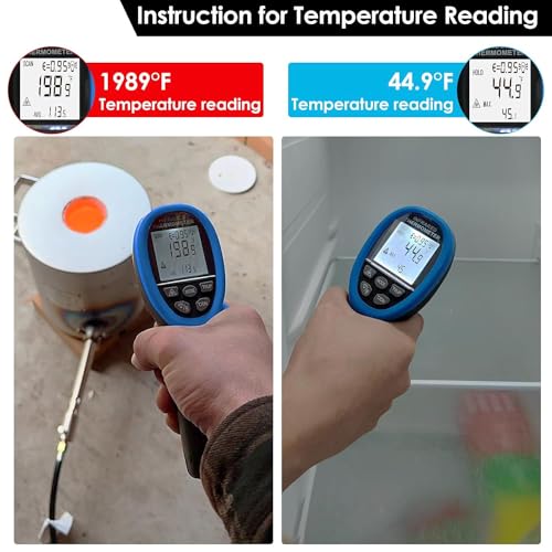 BTMETER BT-985B Laser Temp Gun Pyrometer, -58~2480℉(-50~1360℃) High Temperature Meter, 16:1 Distance Spot Ratio Industrial Infrared Thermometer Tester for Furnace, Smelting (NOT for Human Temp) - color: BT-985B(-58 ℉ to 2480 ℉)