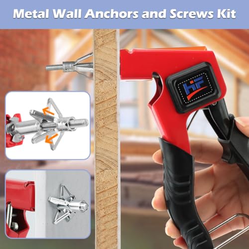 Molly Bolts for Drywall Plaster Walls (0.12"-1.28"), 36PCS in 6 Sizes