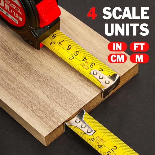 2 Pack Tape Measure 25 ft, Easy Read Retractable Measuring Tape 1-Inch Wide, Great for House Construction and Carpenter - color: 2 Pack