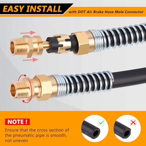 16PCS Brass DOT Air Brake Hose End Fitting, 1/2”Hose x 1/2” Male Connector - size: 1/2" Hose X 1/2" Male, style: 16PCS KIT
