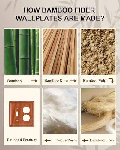 2-Pack Natural Bamboo Fiber Combo Toggle/Duplex Light Switch Cover Plate - color: Wood Grain, size: 1 Toggle/1 Duplex 2PK