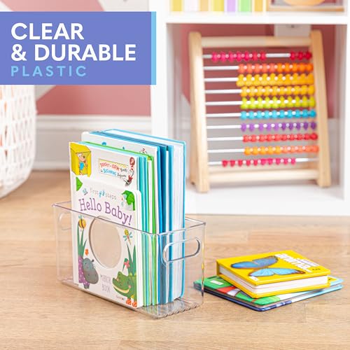 Plastic Food Storage 6 Pack Clear Container Bin with Handles for Organizing Kitchen, Pantry, Refrigerator, Freezer, Pantry, Cabinet, Closet, Bathroom. 10”x4”x5” - size: 10x4x5
