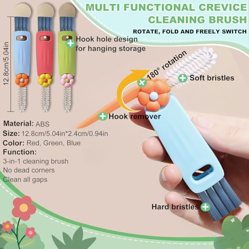3 in 1 Cup Lid Cleaning Brush, 6 PCS Portable Water Bottle Brush, Multifunctional Bottle Cleaner Brush Set for Tight Spaces, Bottle Gaps, Tumblers, Travel Mug Caps - color: Red, Green, Blue(6pcs)