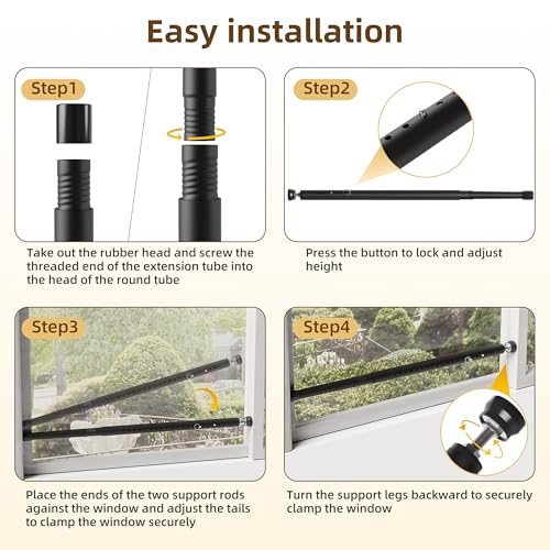 1-Pack Sliding Door and Window Security Bars, 17-50 Inch, Black - color: Black - 1 Pack