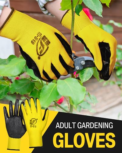 Potchen 72 Pairs Garden Work Gloves Bulk Pack for Men and Women - color: Yellow