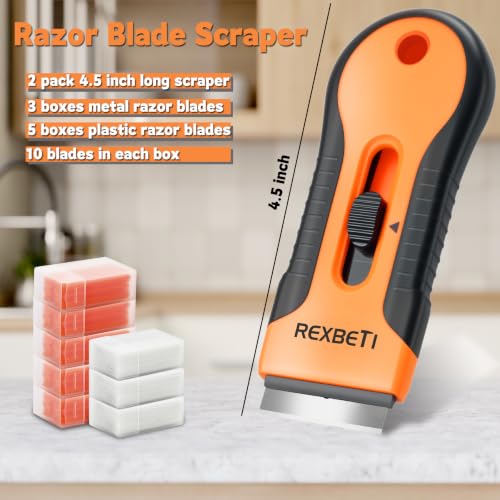 REXBETI Razor Blade Scraper Tool, 2 Pack Windows, Glass Stovetop Scraper - style: Original 2 Pack