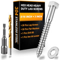 Hex Head Lag Bolts for Wood, Lag Screws 5/16" x 3",30 PCS - size: 5/16" x 3"