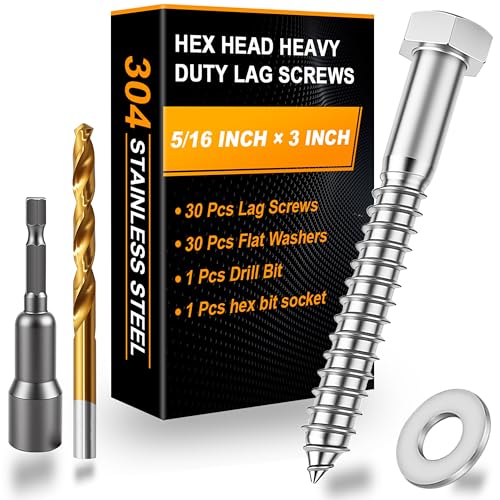 Hex Head Lag Bolts for Wood, Lag Screws 5/16" x 3",30 PCS - size: 5/16" x 3"