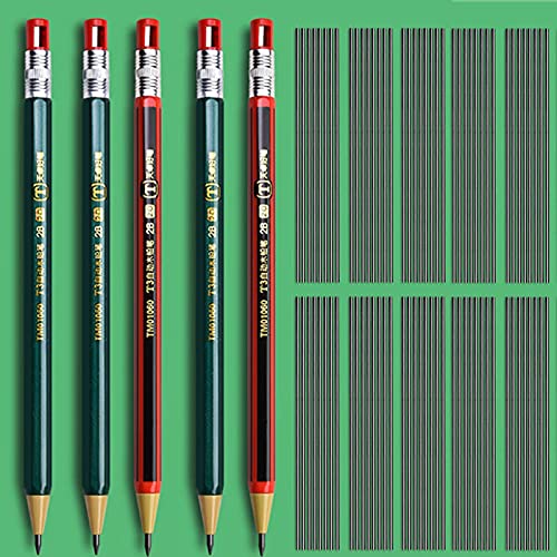 85 pcs Solid Carpenter Pencil Set Includes 5 Construction Pencils Deep Hole Woodwork Marking Pencil with 80 Refills, Mechanical Pencil for Woodworking Architects