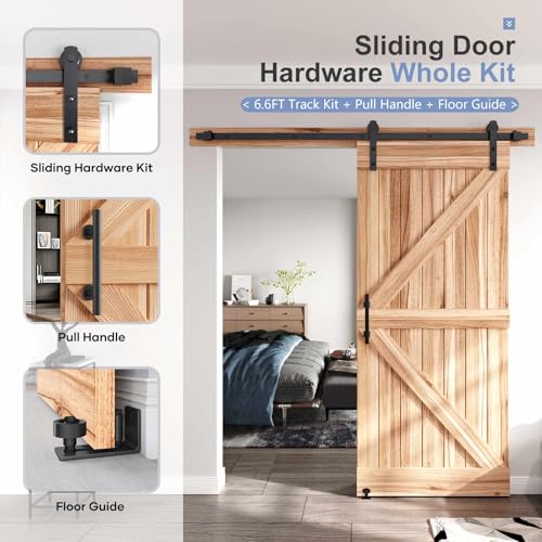 EaseLife 6 FT Sliding Barn Door Track and Handle Hardware Kit, Straight Pulley,Slide Smoothly Quietly,Easy Install (6FT Track Kit for 30"~36" Wide Single Door) - size: 6 FT-Single Door Kit