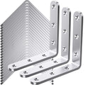 25Pcs Stainless Steel Angle Brackets 4”x 4” Heavy Duty Corner Brackets - size: Silver-4x4 Inch