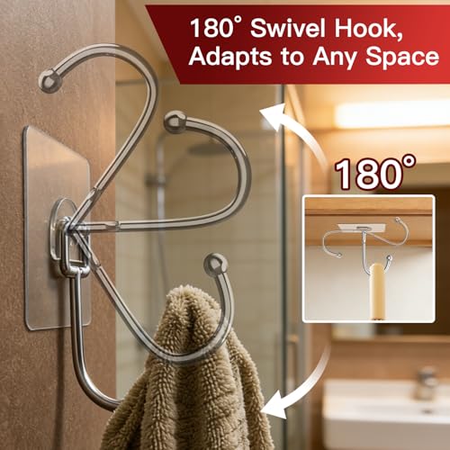 Latoxcaa Large Adhesive Hooks 30-Pack, Heavy Duty 44lb(Max) Wall Hooks for Bathroom, Outdoor, Strong Self-Adhesive Towel & Coat Hooks, Waterproof Transparent Utility Hooks for Home Improvement - size: 30-Large Hooks