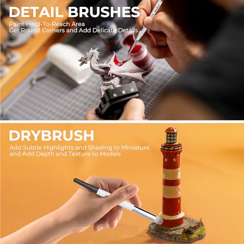 Nicpro Miniature Painting Kit with Wet Palette, Detail Paint Brush Drybrush - color: White
