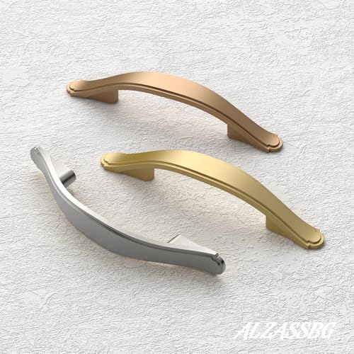 Alzassbg Brushed Gold Cabinet Pulls and Handles 10 Pack, AL3028MGP - color: Brushed Gold, size: 6-1/4" Hole Center