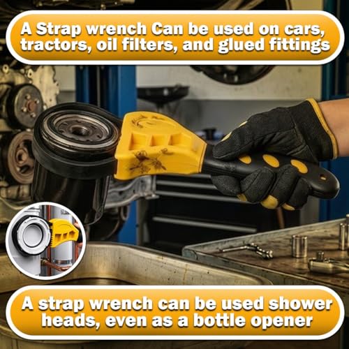 2-Pack Adjustable Rubber Strap Wrench Set, 6" & 8" Non-Slip Oil Filter Wrench and Jar Opener, Universal Plumbing Tool for Water Filter, Shower Head, Sink Drain, Faucet and Pipe Removal