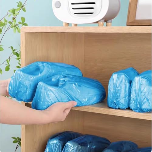 200PCS (100Pairs) Disposable Shoe Covers Waterproof, Non-Slip, Durable Boot Covers for Indoors Cleaning Real Estate Travel Construction Workplaces, Plastic Disposable Shoe Covers for Men and Women.