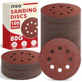 JTIEO 100PCS Sanding Discs 80 Grit, 5 Inch Orbital Sander Pads, Hook & Loop Sandpaper Pads, 8 Hole Round Sanding Discs for Random Orbital Sanders - style: 80Grit-100pcs