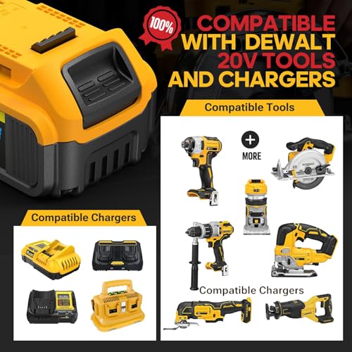 8Ah Replacement Compatible for Dewalt 20V Max Battery with High Capacity | Cordless Power Tools 20 Volt Baterías DCB201 DCB203 DCB204 DCB205 DCB205c DCB205-2 DCB206 2 Pack Batteries Pilas