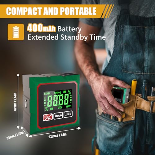 Digital Angle Finder with Laser, 4 Side Magnetic Inclinometer
