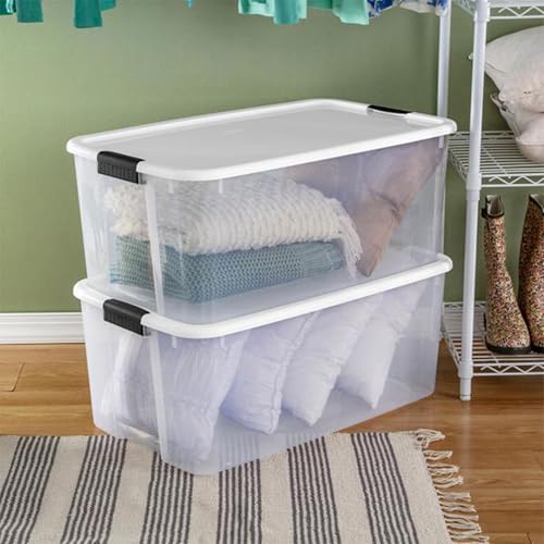 Sterilite Ultra Latch Box with Lids for Home and Office, 116 Quart, 12-Pack | Heavy-Duty and Stackable Plastic Containers with Latches for Closet, Cabinet, Bedroom, Bathroom and Dorm Room Organization - size: 116 Quart