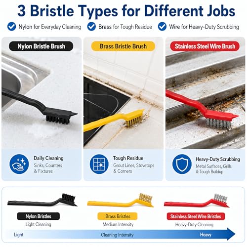 11Pcs Crevice Cleaning Brush Set, Hard Bristle Crevice Cleaning Brush Tool Kit, Thin Brush for Cleaning Tight Spaces, Gaps, Grout, Sink, Bathroom, Kitchen, Window Tracks, Bottles, Straws, with Scraper