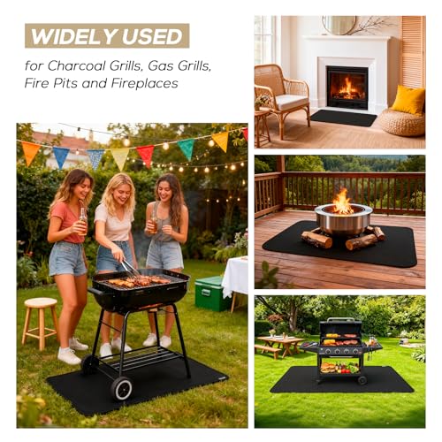 30 x 48inch Grill Mat for Outdoor Grill,Double-Sided Fireproof Grill Pad,Perfect for Outdoor Barbecue Spots,Fireproof, Waterproof, and Oilproof BBQ Protector for Decks and Patios - size: 30*48inch