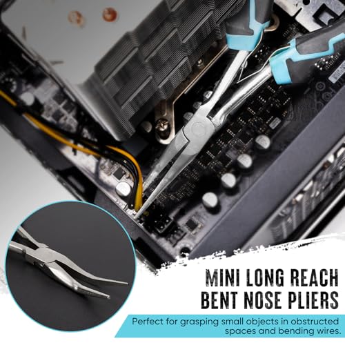 SHALL 7" Long Reach Needle Nose Pliers Set, 2PC Extra Long Nose & Bent Nose Pliers with Comfort Grip Handles, Non-Serrated Mini Pliers for Bending Wire, Jewelry Making, Crafts, Home Repair - size: 2PCS 7"