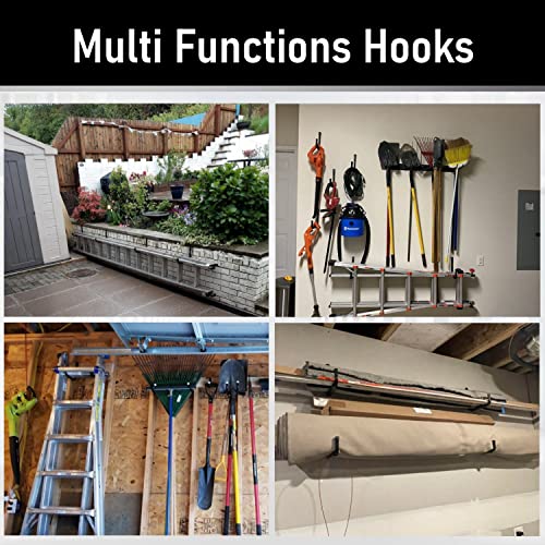 8 Pack Ladder Hooks 9.8Inch Garage Storage Utility Hook Heavy Duty Wall Mounted Storage Organizer Hanging Folding Chair Bike Ski Tool - style: 9.8Inch, Pack of 8