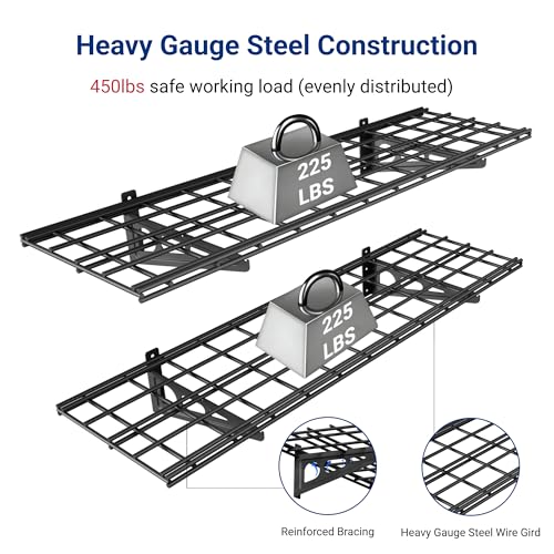 FLEXIMOUNTS 2-Pack 1x4ft 12-inch-by-48-inch Wall Shelf Garage Storage Rack Wall Mounted Floating Shelves, Black, Classic Series - color: Black, size: 2 pack-1x4 ft