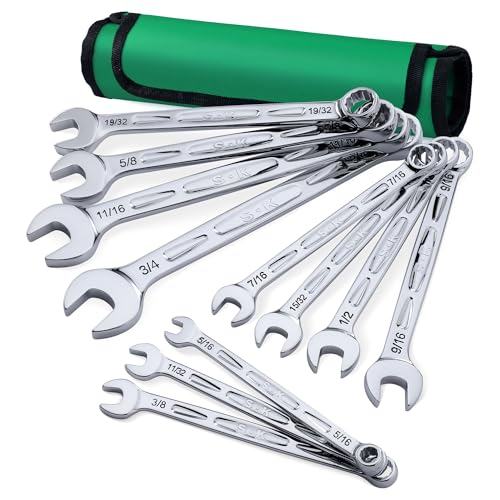 SK Combination Wrench Set, SAE 5/16'' to 3/4'', 11-Piece, CR-V Steel - size: SAE