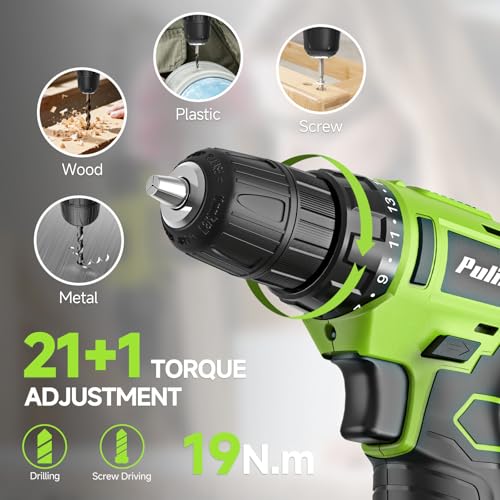 PULITUO Drill Set, 149-Piece Home Tool Set with Green 12V Cordless Drill, Tool Box, Hand Tool Kits for Women & Men and DIY Enthusiasts, for Home Improvement - style: 12V Set（Green）