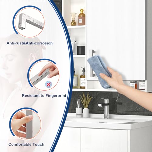 KNOBWELL 6 Pack 3-1/2" Square Kitchen Cabinet Pulls Brushed Nickel, Dresser Drawer Pulls for Bathroom Cabinet Vanity Nightst Chest, 4" Overall Length - color: Brushed Nickel, size: Hole Center:3-1/2 inch(90mm)