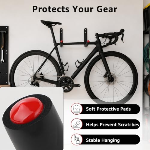 12-Piece Heavy Duty Garage Storage Hooks - 2x15” Jumbo Wall Hooks with Extended EVA Foam Padding (120 LB Capacity) + 4x3.5” Utility Hooks & 6 Storage Straps for Kayak, Paddleboard, Bike & Ladder