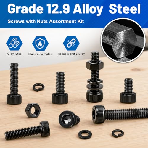 1320PCS M3 Socket Head Screws Nut and Washer Assortment Kit 12.9 Steel - size: G12.9 M3 1320PCS