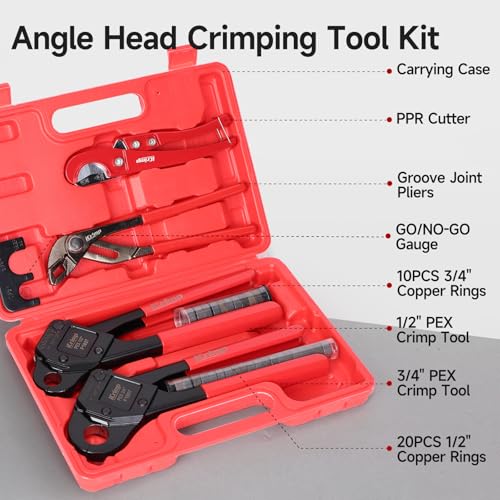 iCrimp Angle Head F1807 PEX Pipe Crimping Tool with Pliers for Copper Ring