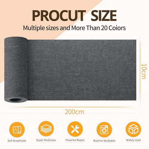 Fabric Repair Tape,4"x80"Self-Adhesive Linen Repair Tape Patch Kit Darkgrey - color: Dark Grey, size: 4" x 80"