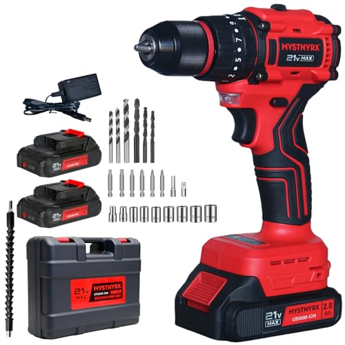 21V MAX Cordless Brushless Hammer Drill, Electric Power Drill Set