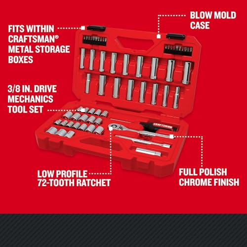 CRAFTSMAN Mechanics Tool Set, 3/8 Inch Drive, 61 Piece (CMMT45161) (Pack of 4) - size: Pack of 4
