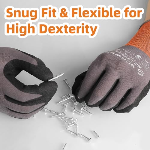 Schwer 6 Pairs Work Gloves Sandy Nitrile Coated, Touchscreen, LT5626, XXL - color: Grey, size: XX-Large