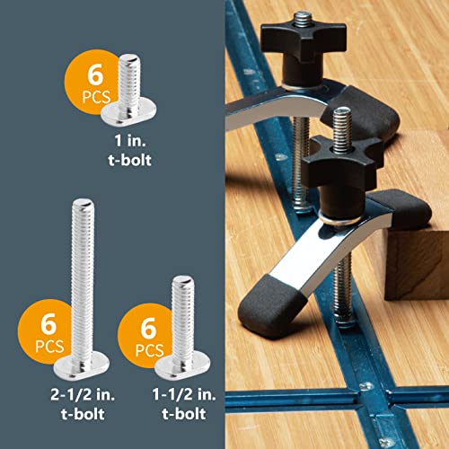 POWERTEC 71174 T Track Knob Kit, 5/16-18 Threaded Bolts and Washers, 46 Piece Set, T Slot Bolts, T Track Accessories for Woodworking Jigs and Fixtures - size: 5/16"-18, style: 46 pcs