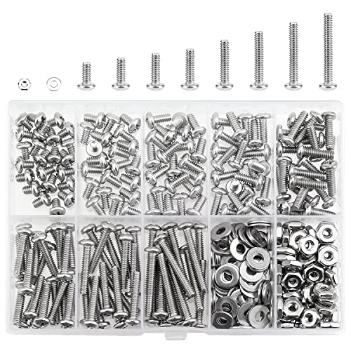 HELIFOUNER 240 Pieces #6-32 Phillips Pan Head Machine Screws Nuts Washers Assortment Kit, Coarse Thread, Fully Machine Threaded, 304 Stainless Steel - size: #6-32, style: Phillips Pan Head