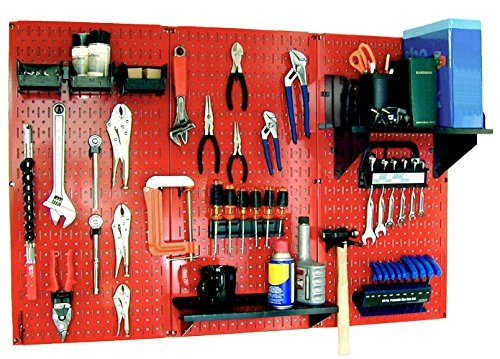 Wall Control 30-WRK-400RB Standard Workbench Metal Pegboard Tool Organizer,Red/Black - color: Red/Black
